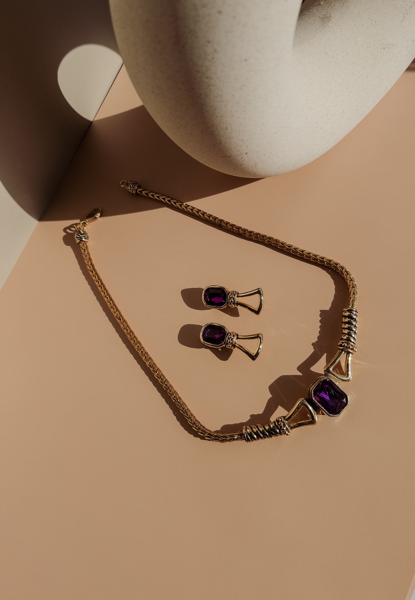 Amethyst necklace and earrings set